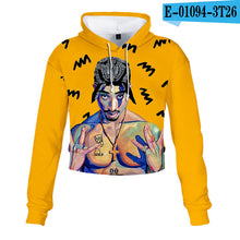 Load image into Gallery viewer, 2pac Tupac Shakur Crop Top Hoodie Harajuku Cropped Sweatshirt Streetwear Hip Hop Long Sleeves Pullover Tops Sudaderas Mujer