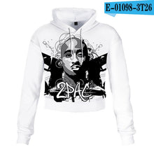 Load image into Gallery viewer, 2pac Tupac Shakur Crop Top Hoodie Harajuku Cropped Sweatshirt Streetwear Hip Hop Long Sleeves Pullover Tops Sudaderas Mujer