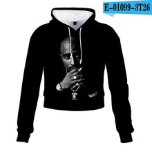 Load image into Gallery viewer, 2pac Tupac Shakur Crop Top Hoodie Harajuku Cropped Sweatshirt Streetwear Hip Hop Long Sleeves Pullover Tops Sudaderas Mujer