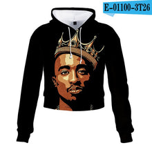 Load image into Gallery viewer, 2pac Tupac Shakur Crop Top Hoodie Harajuku Cropped Sweatshirt Streetwear Hip Hop Long Sleeves Pullover Tops Sudaderas Mujer