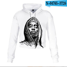 Load image into Gallery viewer, 2pac Tupac Shakur Crop Top Hoodie Harajuku Cropped Sweatshirt Streetwear Hip Hop Long Sleeves Pullover Tops Sudaderas Mujer