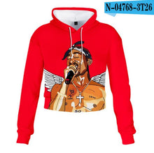 Load image into Gallery viewer, 2pac Tupac Shakur Crop Top Hoodie Harajuku Cropped Sweatshirt Streetwear Hip Hop Long Sleeves Pullover Tops Sudaderas Mujer