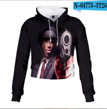 Load image into Gallery viewer, 2pac Tupac Shakur Crop Top Hoodie Harajuku Cropped Sweatshirt Streetwear Hip Hop Long Sleeves Pullover Tops Sudaderas Mujer