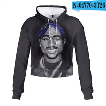 Load image into Gallery viewer, 2pac Tupac Shakur Crop Top Hoodie Harajuku Cropped Sweatshirt Streetwear Hip Hop Long Sleeves Pullover Tops Sudaderas Mujer