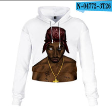 Load image into Gallery viewer, 2pac Tupac Shakur Crop Top Hoodie Harajuku Cropped Sweatshirt Streetwear Hip Hop Long Sleeves Pullover Tops Sudaderas Mujer