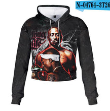 Load image into Gallery viewer, 2pac Tupac Shakur Crop Top Hoodie Harajuku Cropped Sweatshirt Streetwear Hip Hop Long Sleeves Pullover Tops Sudaderas Mujer