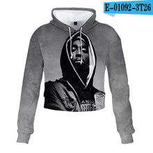 Load image into Gallery viewer, 2pac Tupac Shakur Crop Top Hoodie Harajuku Cropped Sweatshirt Streetwear Hip Hop Long Sleeves Pullover Tops Sudaderas Mujer