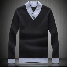 Load image into Gallery viewer, MOGU New Fashion Cotton Sweater Men 2019 Autumn Winter Solid Slim Male V-neck Pull Homme Christmas Sweaters Plus Asian Size 8XL