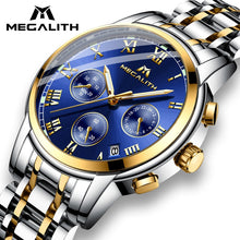 Load image into Gallery viewer, MEGALITH Luxury Luminous Watches Men Waterproof Stainless Steel Analogue Wrist Watch Chronograph Date Quartz Watch Montre Homme
