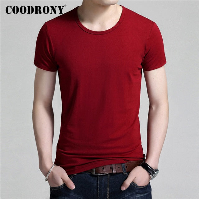 COODRONY Summer Short Sleeve T Shirt Men Classic Pure Color O-neck Bottoming T-Shirt Men Clothes Cotton Tee Shirt Homme C5017S