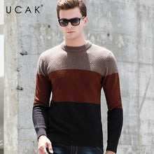 Load image into Gallery viewer, UCAK Brand Sweater Men Autumn Winter Pure Merino Wool Casual Streetwear Pull Homme Fashion Trend O-Neck Striped Sweaters U3141
