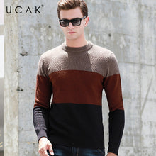 Load image into Gallery viewer, UCAK Brand Sweater Men Autumn Winter Pure Merino Wool Casual Streetwear Pull Homme Fashion Trend O-Neck Striped Sweaters U3141
