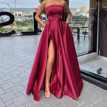 Load image into Gallery viewer, New arrival evening prom party dresses Vestido de Festa gown Robe De Soiree pink satin sexy strapless long gown formal dress
