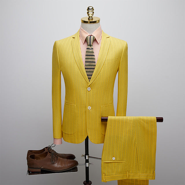 TIAN QIONG (Jacket+Pant)khaki Mens Suit High-end Prom Suits Stage Wear Costume Homme Mariage 2019 Slim Fit Mens Suits with Pants