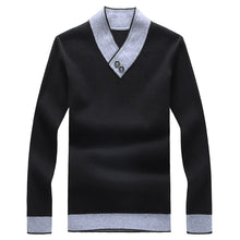 Load image into Gallery viewer, MOGU New Fashion Cotton Sweater Men 2019 Autumn Winter Solid Slim Male V-neck Pull Homme Christmas Sweaters Plus Asian Size 8XL
