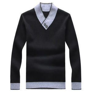 MOGU New Fashion Cotton Sweater Men 2019 Autumn Winter Solid Slim Male V-neck Pull Homme Christmas Sweaters Plus Asian Size 8XL