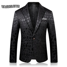 Load image into Gallery viewer, Stylish Crocodile Pattern Blazer Men Black Slim Fit Costume DJ Homme Embroidered Party Dress Mens Fashion Blazer JacKets M-4XL
