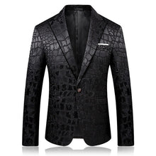 Load image into Gallery viewer, Stylish Crocodile Pattern Blazer Men Black Slim Fit Costume DJ Homme Embroidered Party Dress Mens Fashion Blazer JacKets M-4XL
