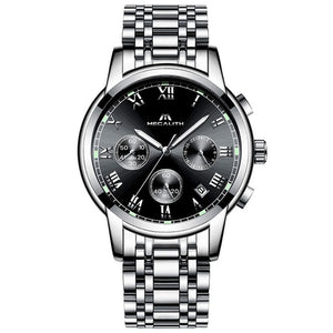 MEGALITH Luxury Luminous Watches Men Waterproof Stainless Steel Analogue Wrist Watch Chronograph Date Quartz Watch Montre Homme
