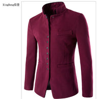 Load image into Gallery viewer, XingDeng Fall 2018 men Chinese suits jackets Blazer For Quality Blazers Slim Fit cotton top Coat Costume Homme clothing

